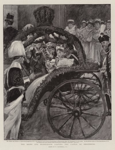 Bruden och brudgummen lämnar slottet Ehrenburg av William Hatherell