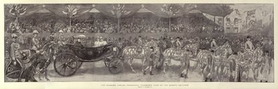 Diamond Jubilee Procession, panoramautsikt över Queens Equipage av William Hatherell