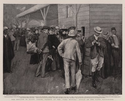 Engelsmännen i Egypten, tar emot biljetter på Pari Mutuel-kontoret på Cairo Racecourse. av William Hatherell