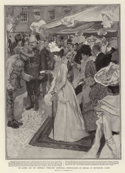 The Queen and the Imperial Yeomanry Hospitals, Presentation av medaljer i Devonshire House av William Hatherell