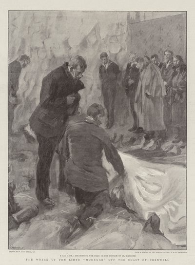 Vraget af Liner Mohegan ud for Cornwalls kyst swed av William Hatherell