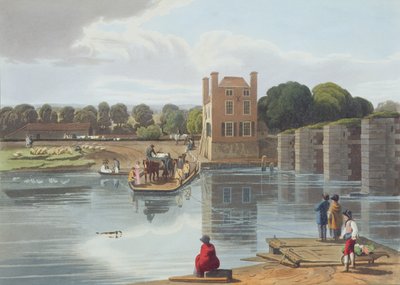 Datchet Ferry, nära Windsor, graverad av Robert Havell den yngre (1793-1878), publicerad 1818 (akvatint) av William Havell