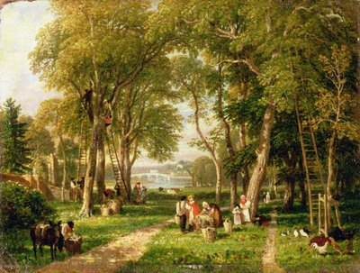 Valnötssamling i Petersham, nära Richmond Bridge av William Havell
