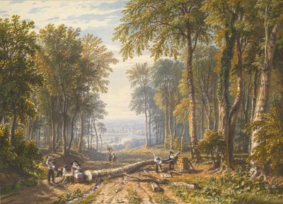 Vedhuggare vid Park Place, Henley, Themsen bortom, ca. 1826. av William Havell