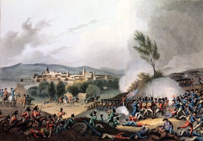 Slaget vid Vittoria, 21 juni 1813, etsat av I. Clark, aquatinted av M. DuBourg (akvatint) av William Heath