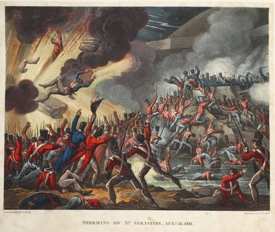 Storming of St Sebastian 31 augusti 1811, akvatint av J.C. Stadler, pub. av Tegg, april 1818 (akvatint) av William Heath