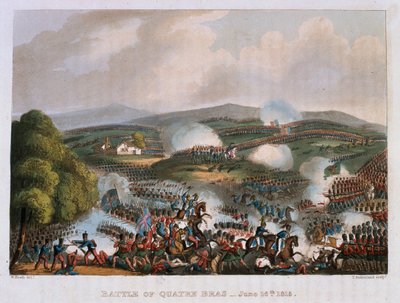 Slaget vid Quatre Bras den 16 juni, 1815, graverad av Thomas Sutherland, 1815 (färgad akvatint) av William Heath