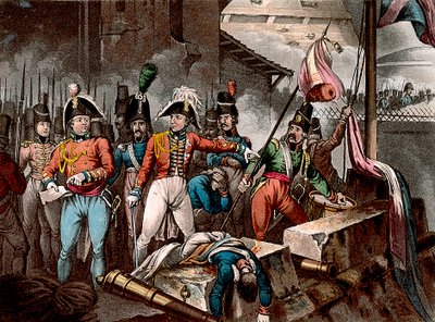 Hertigen av Wellington vid intagandet av Ciudad Rodrigo, Spanien, halvönskriget, 1812 c1818. av William Heath