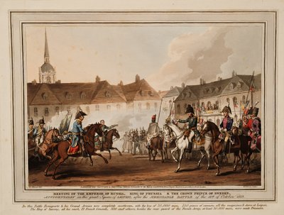 Mötet mellan Rysslands och Österrikes kejsare, kungen av Preussen och kronprinsen av Sverige i Lei av William Heath