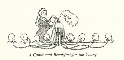 En gemensam frukost för de unga (litho) av William Heath Robinson