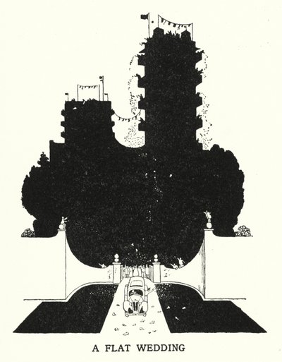 Ett platt bröllop (litho) av William Heath Robinson