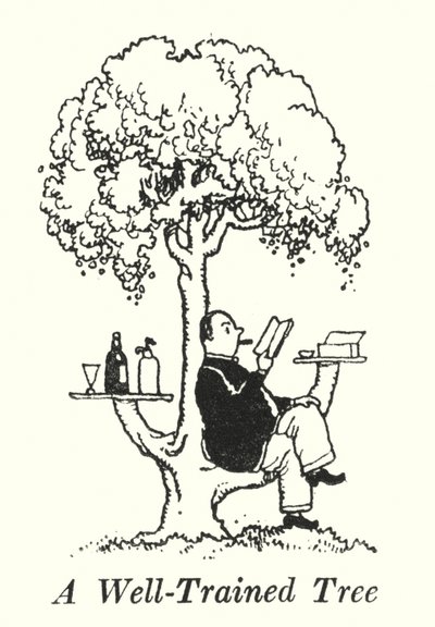 Ett vältränat träd (litho) av William Heath Robinson