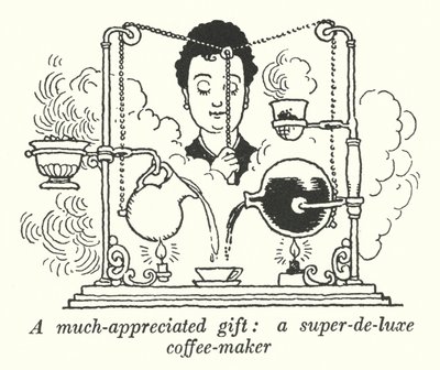 En mycket uppskattad present, en super-de-luxe kaffebryggare (litho) av William Heath Robinson