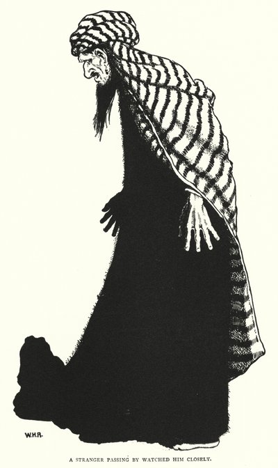 En främling som gick förbi tittade noga på honom (gravyr) av William Heath Robinson