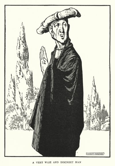 En mycket klok och diskret man (litho) av William Heath Robinson