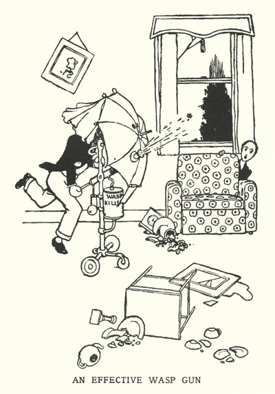 En effektiv getingpistol (litho) av William Heath Robinson