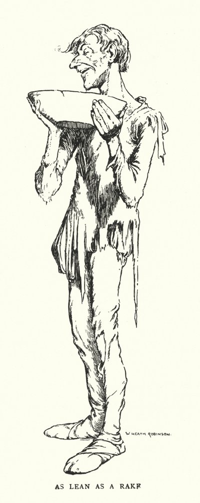 Så mager som en kratta (litho) av William Heath Robinson