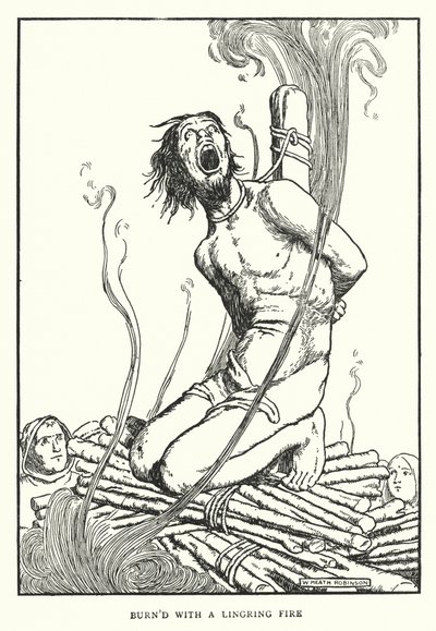Bränd med en långvarig eld (litho) av William Heath Robinson