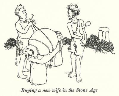 Köpa en ny fru på stenåldern (litho) av William Heath Robinson
