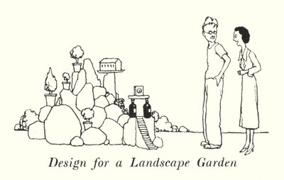 Design för en landskapsträdgård (litho) av William Heath Robinson