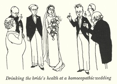 Dricker brudens hälsa vid ett homeopatiskt bröllop (litho) av William Heath Robinson