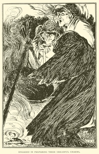 Engagerad i att förbereda sina fruktansvärda charm av William Heath Robinson