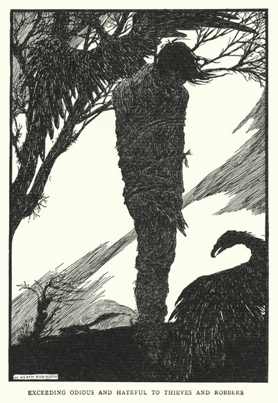 Överdrivet avskyvärt och hatiskt mot tjuvar och rånare (litho) av William Heath Robinson