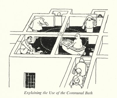 Förklara användningen av det gemensamma badet (litho) av William Heath Robinson