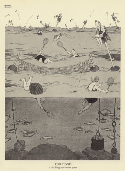 Fish Tennis, ett spännande nytt vattenspel av William Heath Robinson