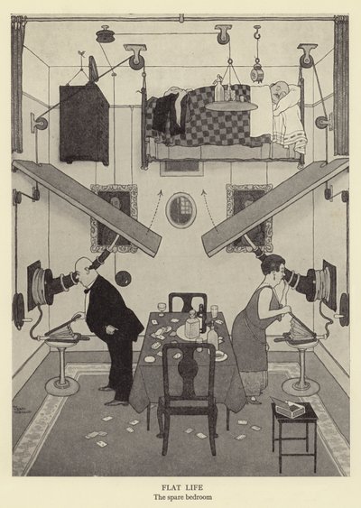 Platt liv, extra sovrummet litho av William Heath Robinson