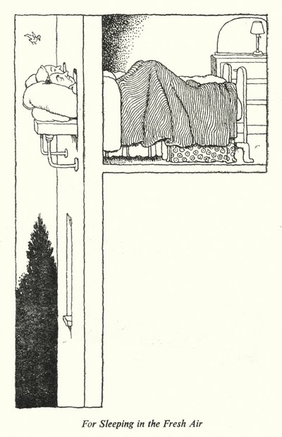 För att sova i frisk luft (litho) av William Heath Robinson