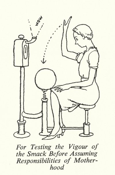 För att testa smackets kraft innan du tar på dig ansvaret för moderskapet (litho) av William Heath Robinson