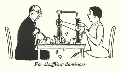 För att blanda dominobrickor (litho) av William Heath Robinson