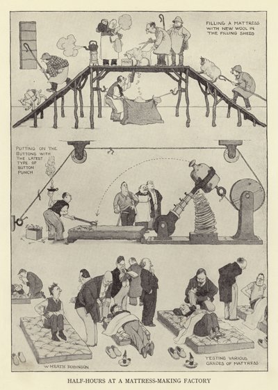Halvtimmar på en Madrasstillverkningsfabrik av William Heath Robinson