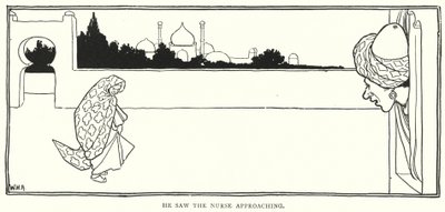 Han såg sjuksköterskan närma sig (gravyr) av William Heath Robinson