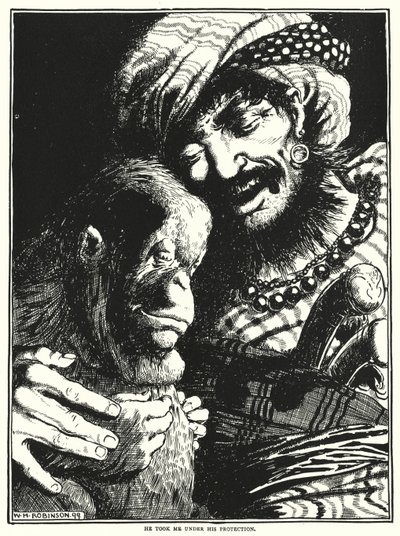Han tog mig under sitt skydd (gravyr) av William Heath Robinson