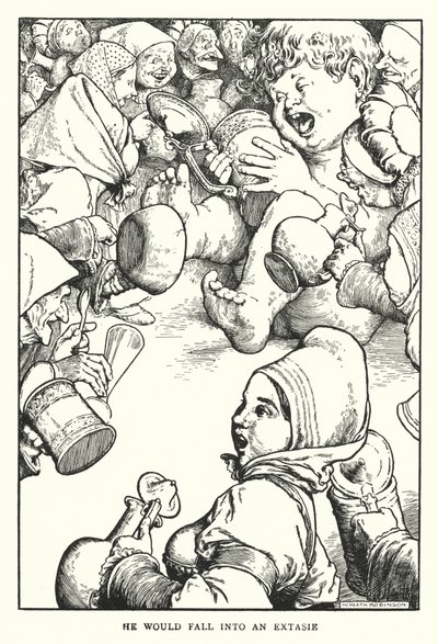 Han skulle falla i en extasie (litho) av William Heath Robinson