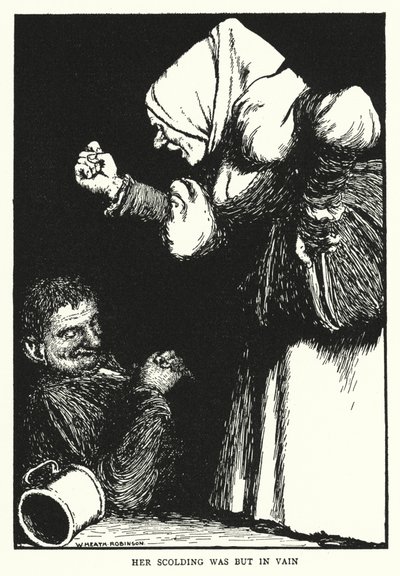 Hennes skäll var förgäves (litho) av William Heath Robinson