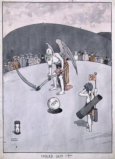 "Holed Out", en illustration från "The Bystander" av William Heath Robinson