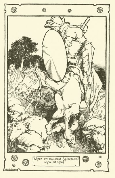 Illustration för Don Quijote (litho) av William Heath Robinson