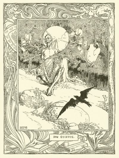 Illustration för Don Quijote (litho) av William Heath Robinson