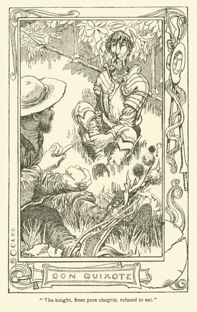Illustration för Don Quijote (litho) av William Heath Robinson