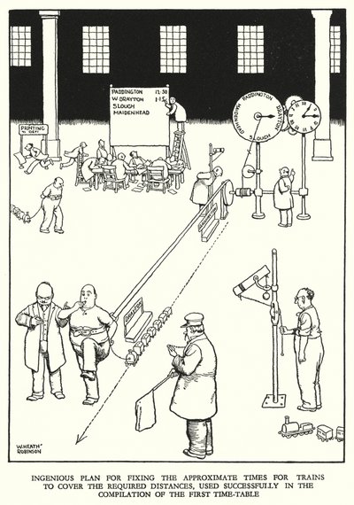 Illustration för Railway Ribaldry av W Heath Robinson (litho) av William Heath Robinson