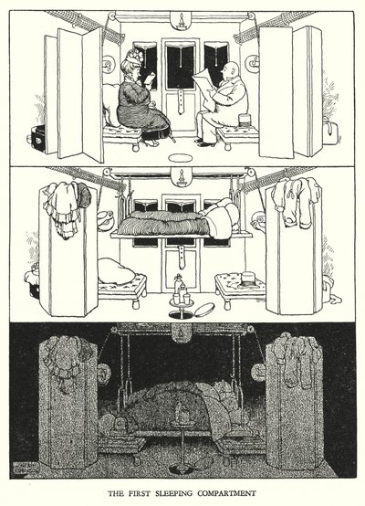 Illustration för Railway Ribaldry av W Heath Robinson (litho) av William Heath Robinson