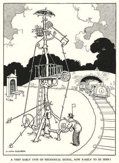 Illustration för Railway Ribaldry av W Heath Robinson (litho) av William Heath Robinson