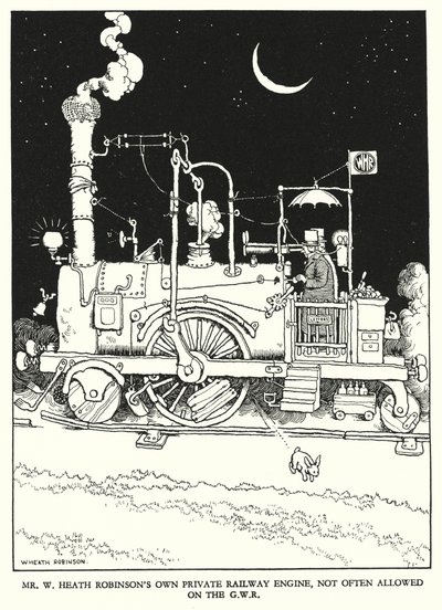 Illustration för Railway Ribaldry av W Heath Robinson (litho) av William Heath Robinson