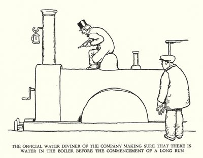 Illustration för Railway Ribaldry av W Heath Robinson (litho) av William Heath Robinson