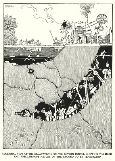 Illustration för Railway Ribaldry av W Heath Robinson (litho) av William Heath Robinson