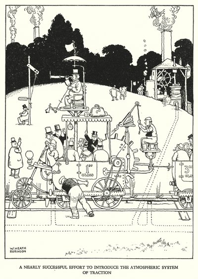 Illustration för Railway Ribaldry av W Heath Robinson (litho) av William Heath Robinson
