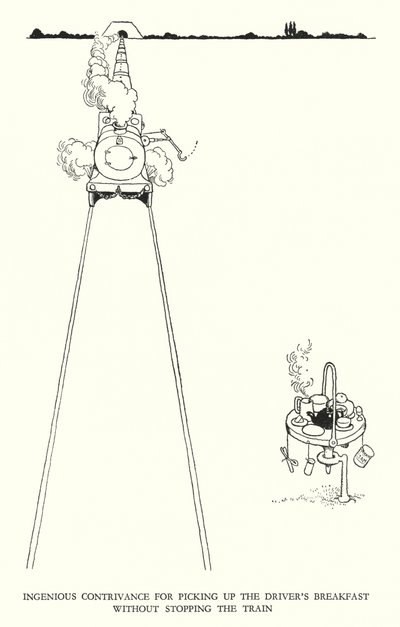 Illustration för Railway Ribaldry av W Heath Robinson (litho) av William Heath Robinson